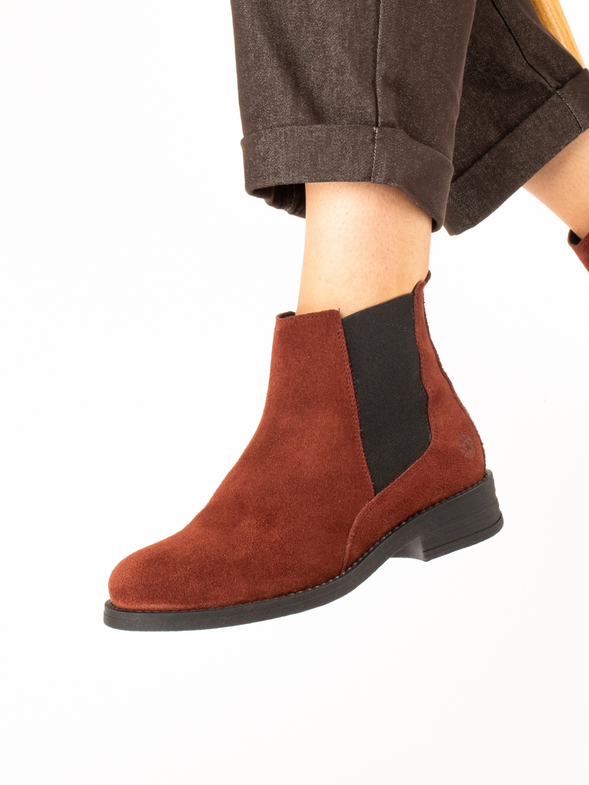 Suede Ankle Boots with Elastic Sides