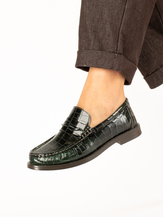 Women's Croc-Effect Leather Loafers Women's Croc-Effect Leather Loafers