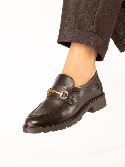 Leather Loafers with Gold Detail Leather Loafers with Gold Detail