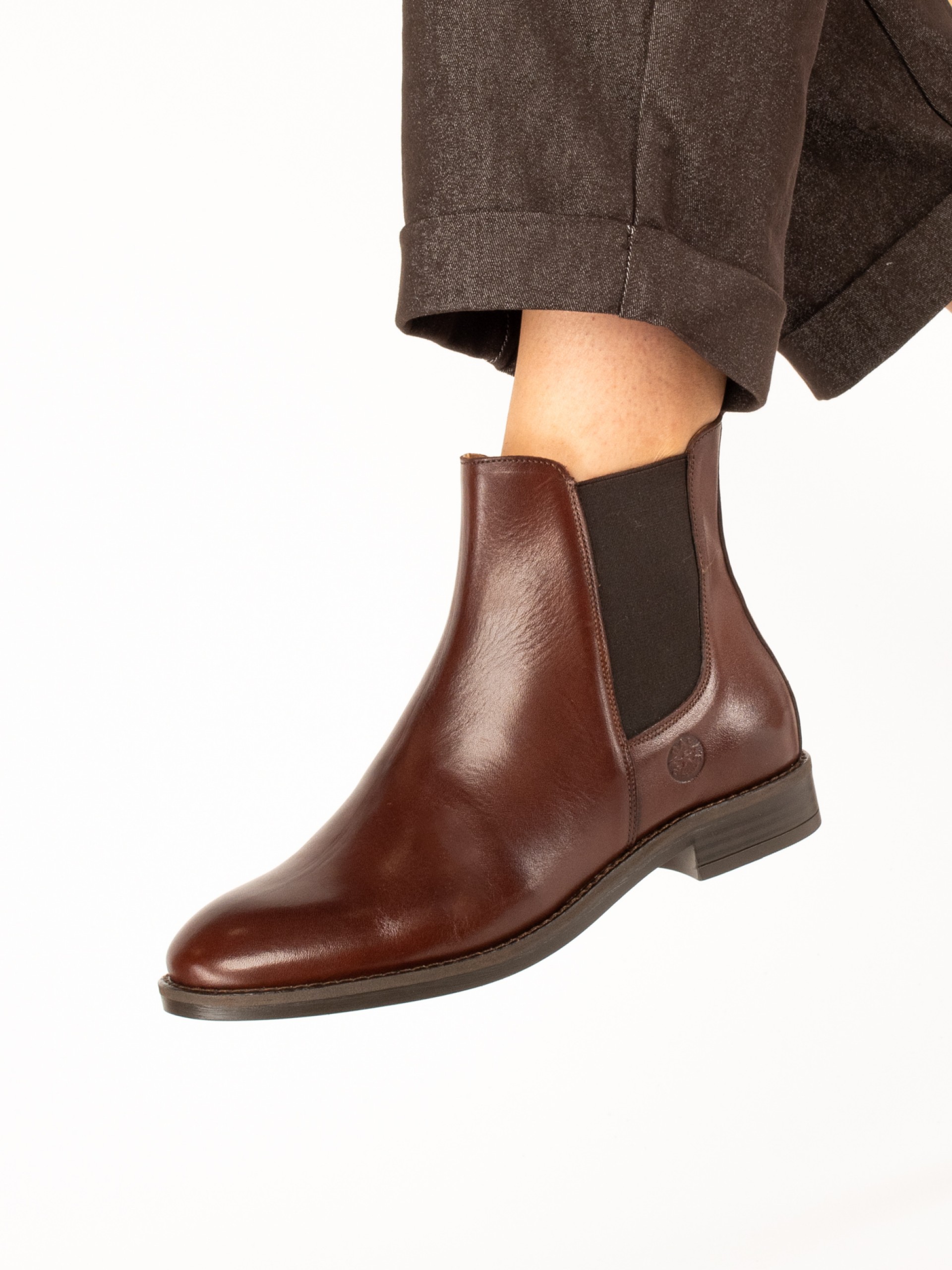 Leather Ankle Boots with Side Elastic