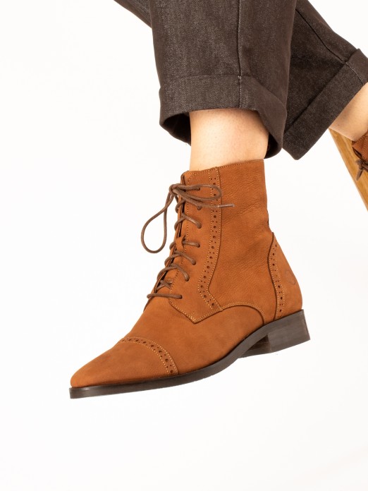 Nubuck Leather Oxford Ankle Boots Nubuck Leather Oxford Ankle Boots