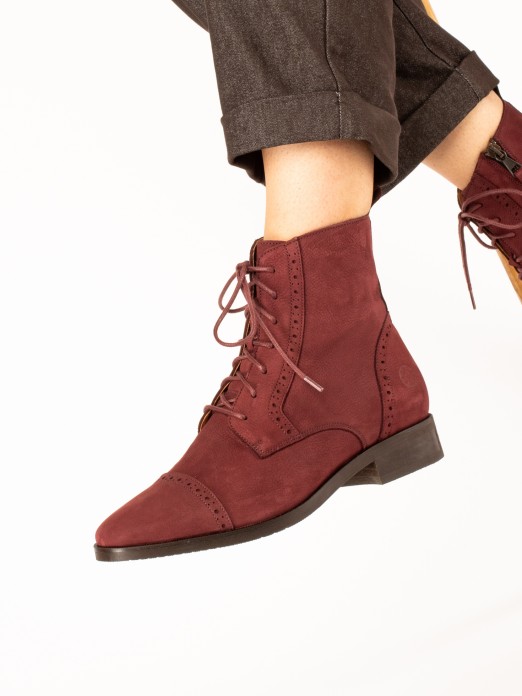 Nubuck Leather Oxford Ankle Boots Nubuck Leather Oxford Ankle Boots