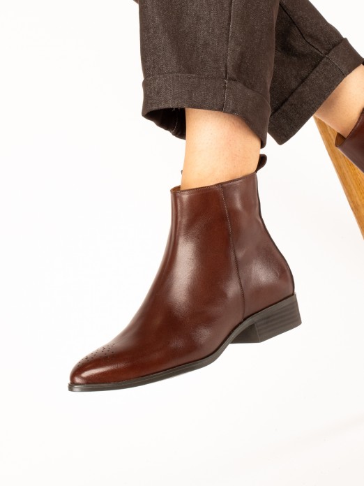 Flat Leather Ankle Boots Flat Leather Ankle Boots