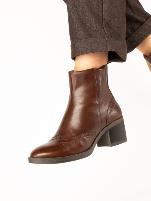 High-Heel Ankle Boots with Brogue Detailing High-Heel Ankle Boots with Brogue Detailing
