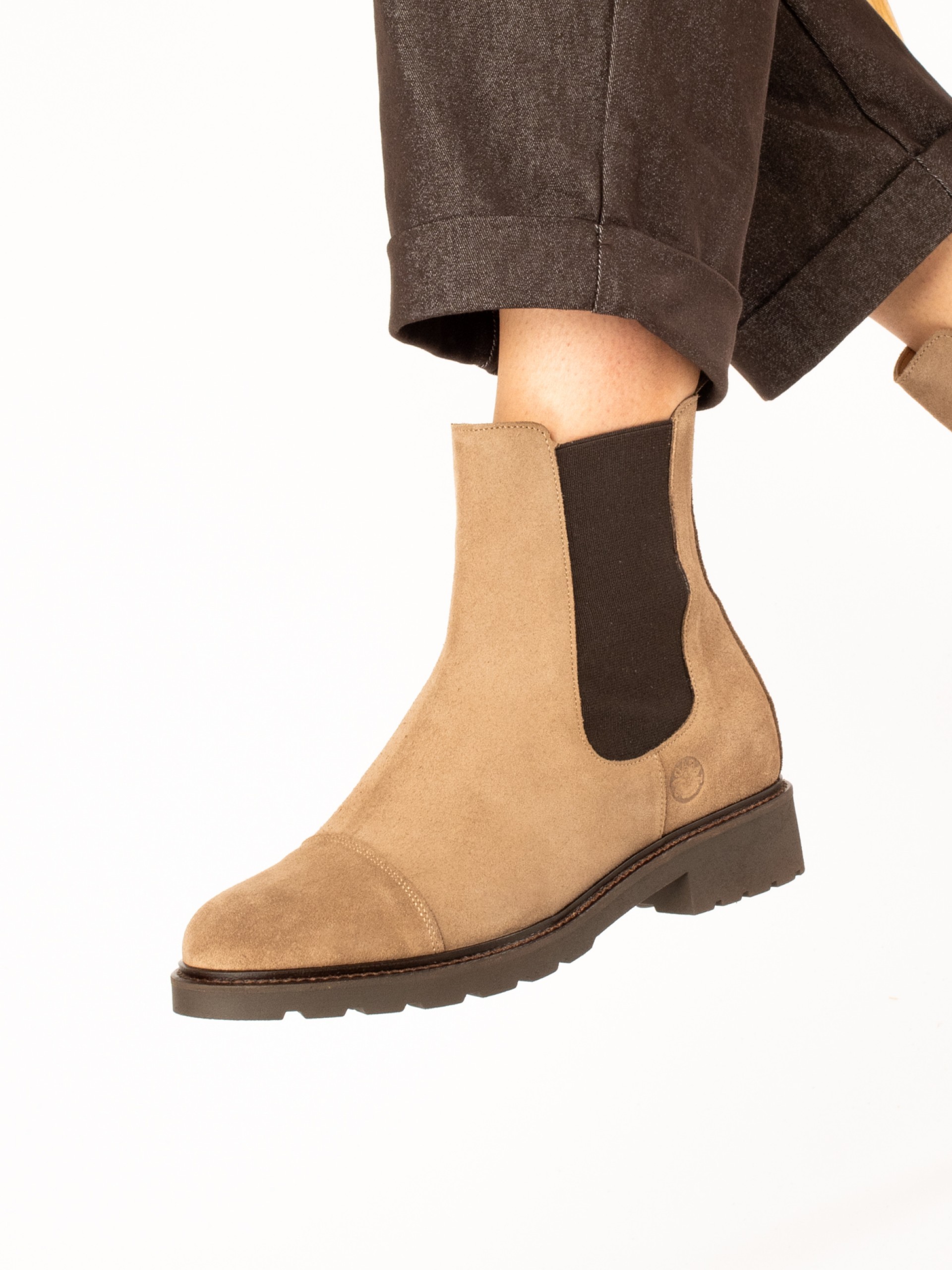 Suede Ankle Boots with Elastic