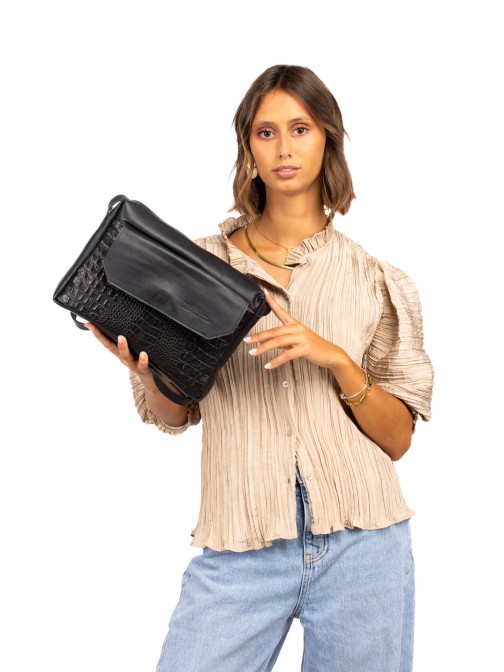 Crocodile leather shoulder bag