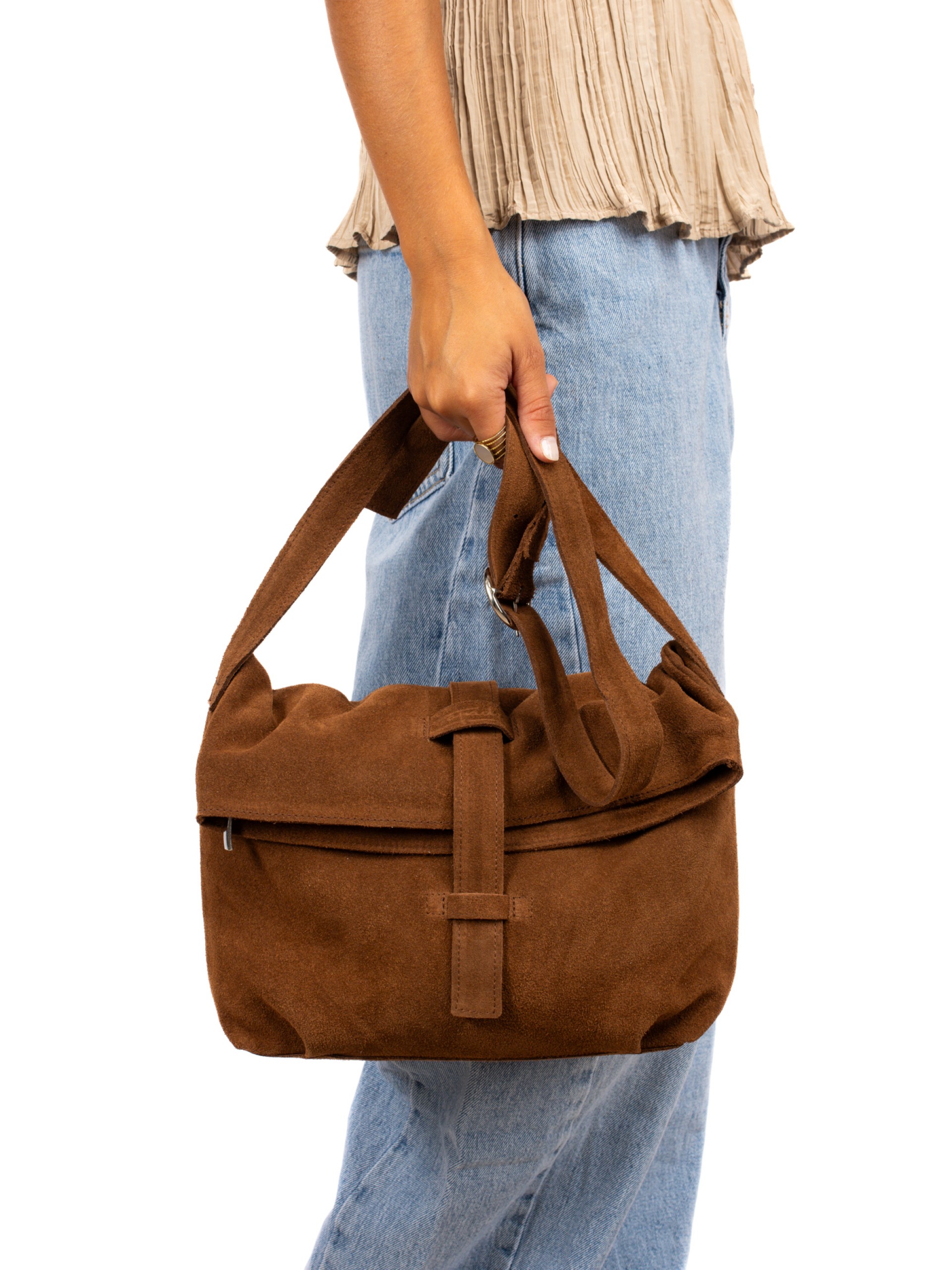Suede shoulder bag