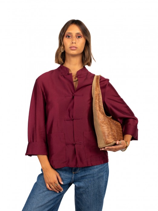 Suede and Crocodile Leather Shoulder Bag