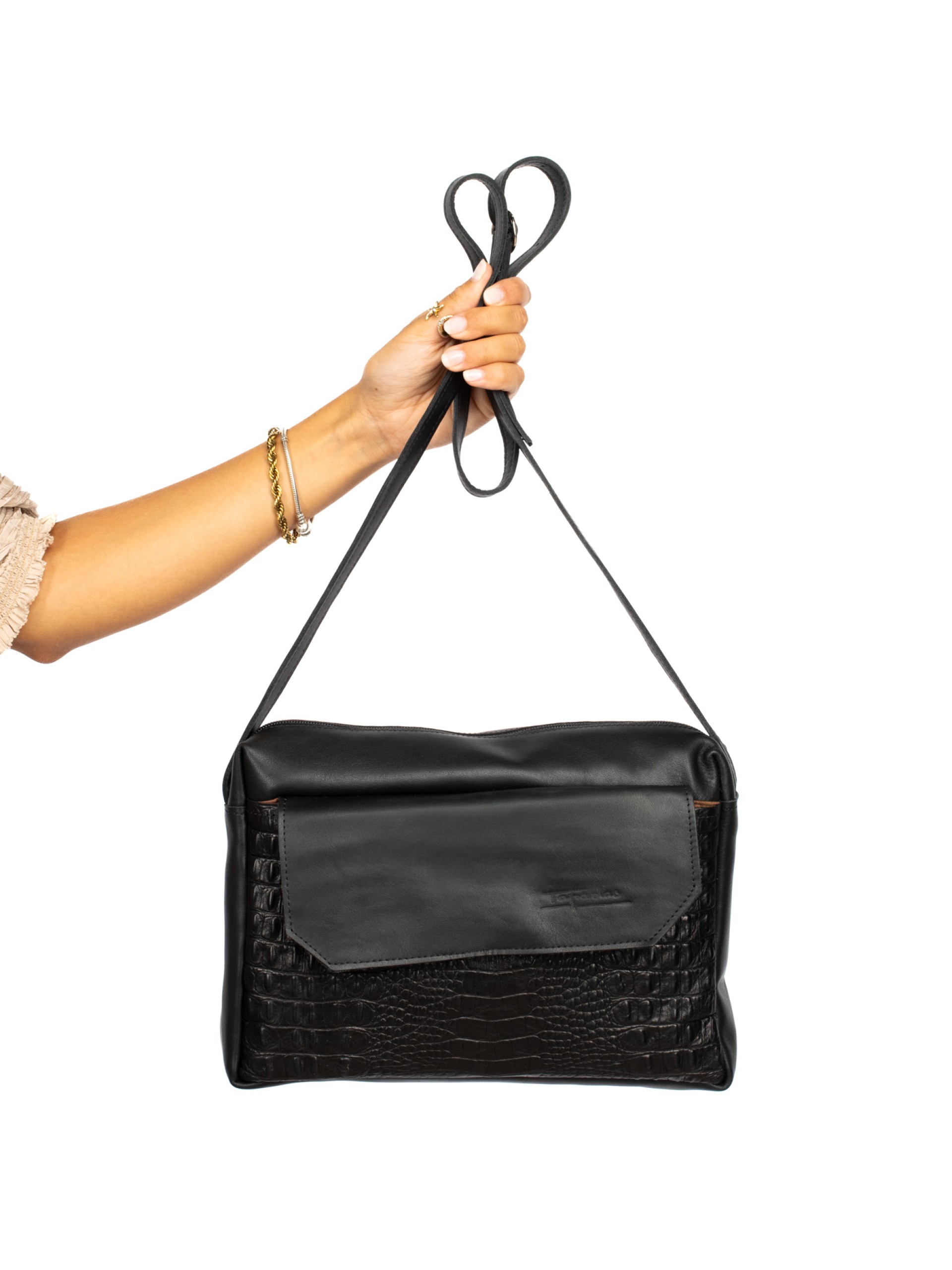 Crocodile leather shoulder bag