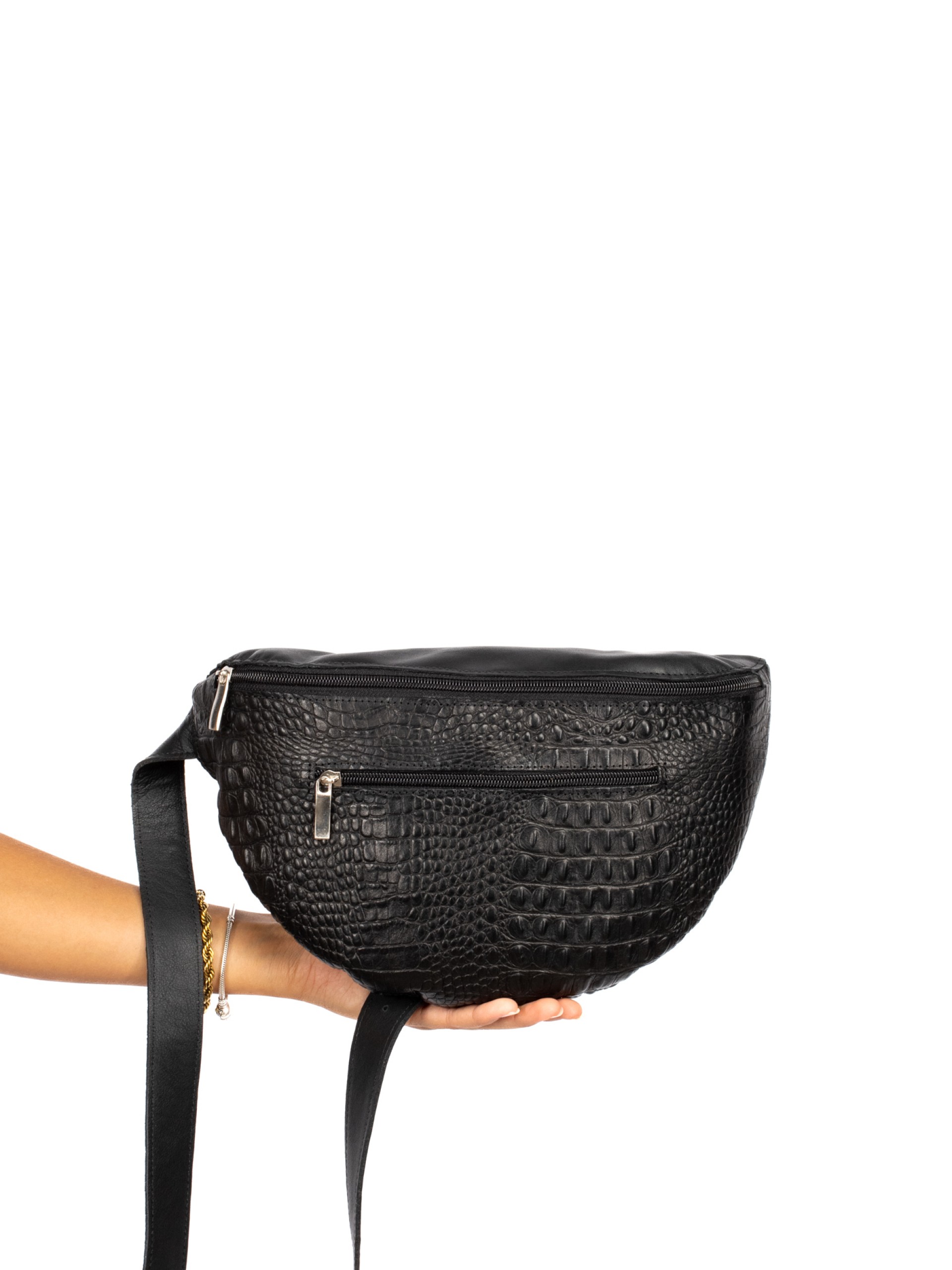 Bolsa de Cintura em Pele Croco