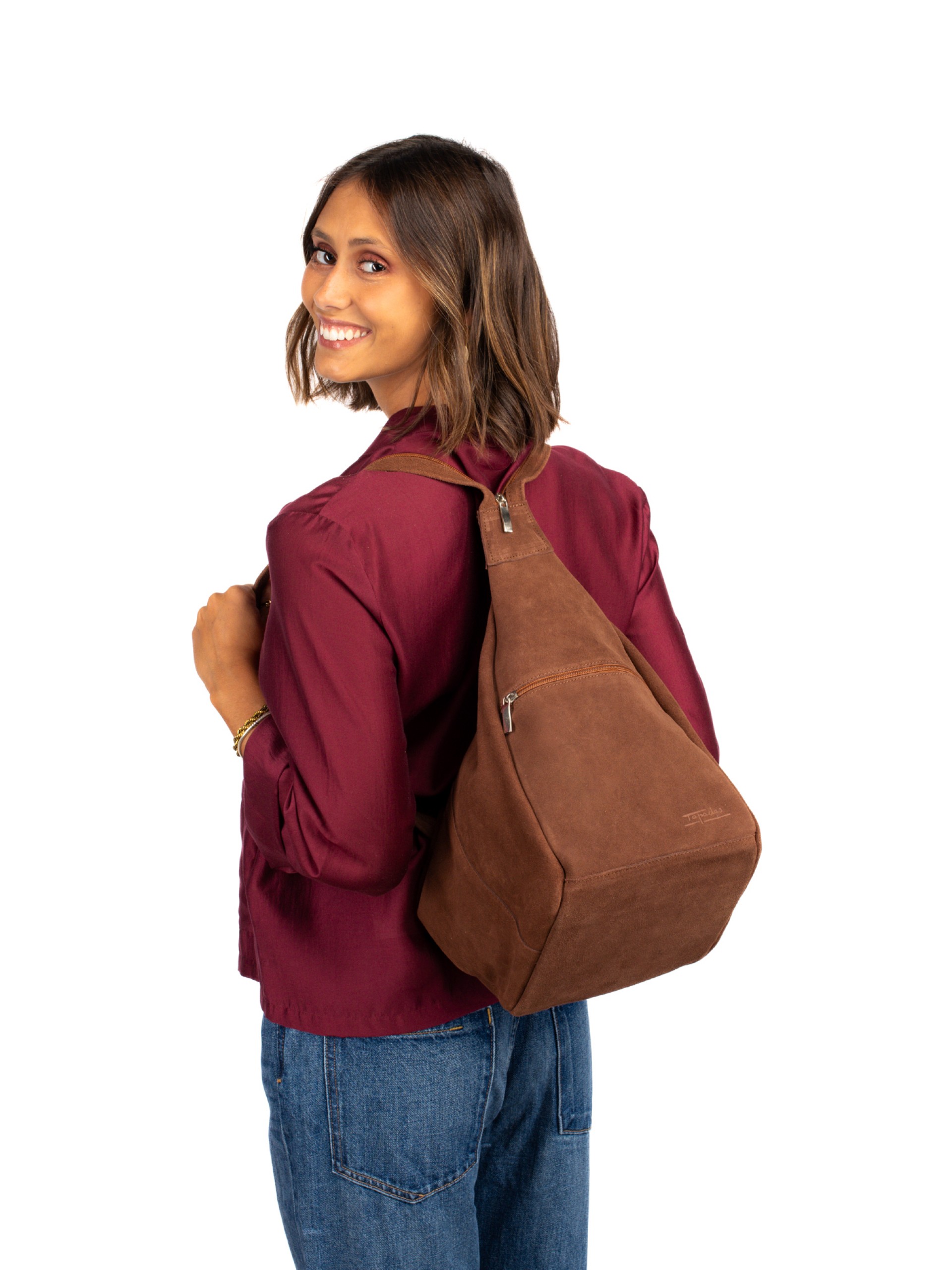 2-in-1 BagShoulder Bag & Backpack in suede
