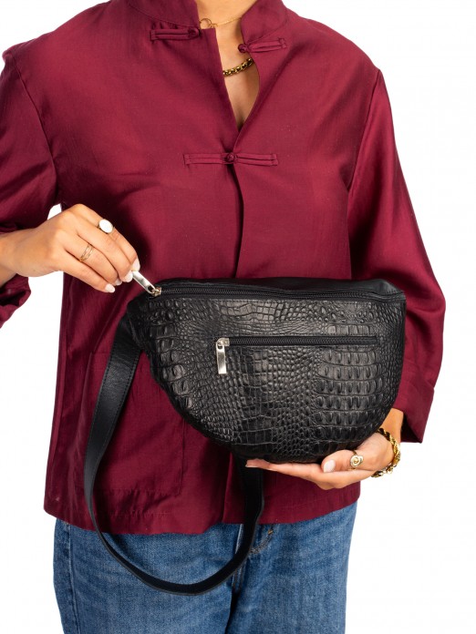Bolsa de Cintura em Pele Croco Bolsa de Cintura em Pele Croco