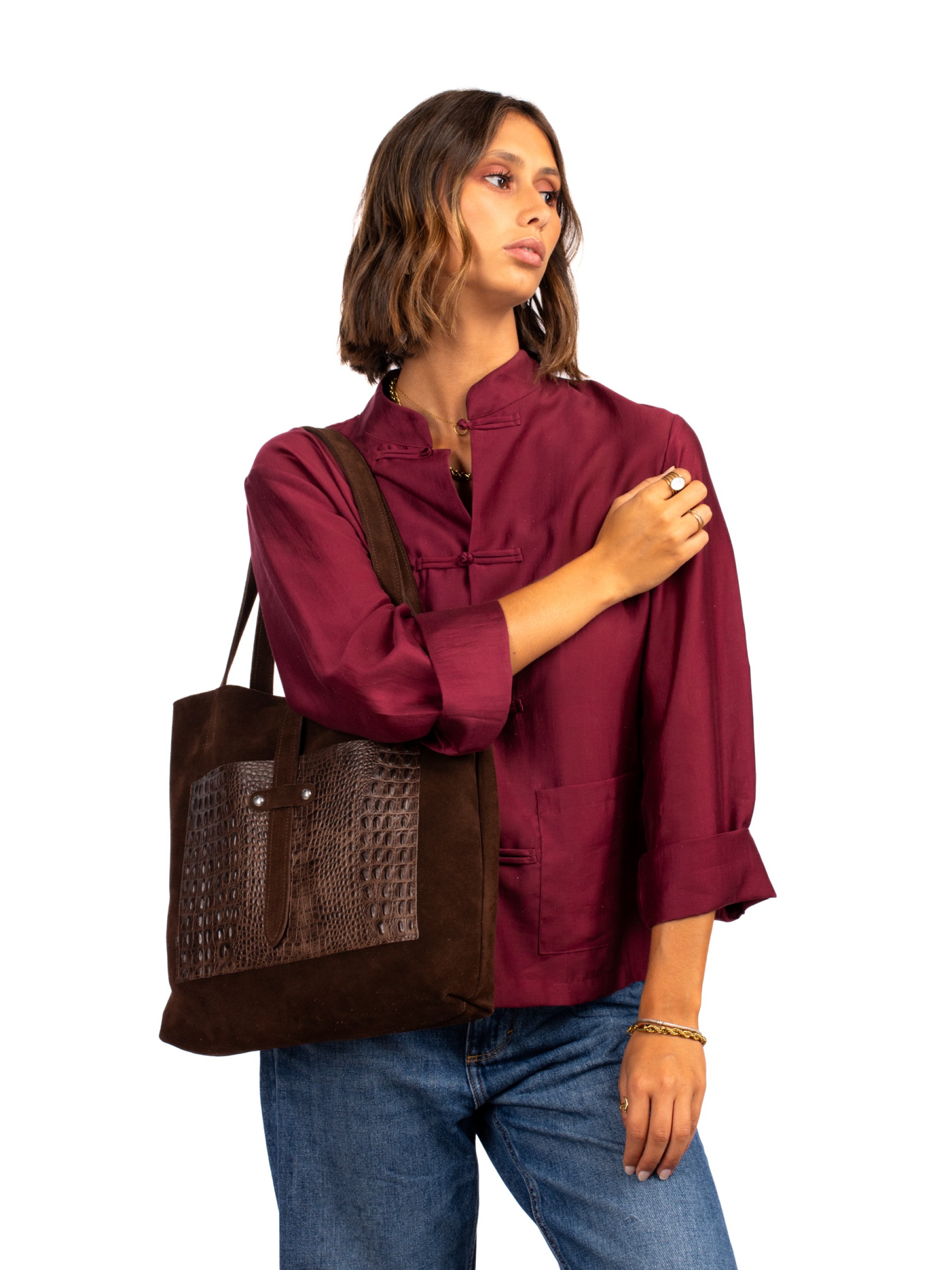 Mala Shopper em camurça