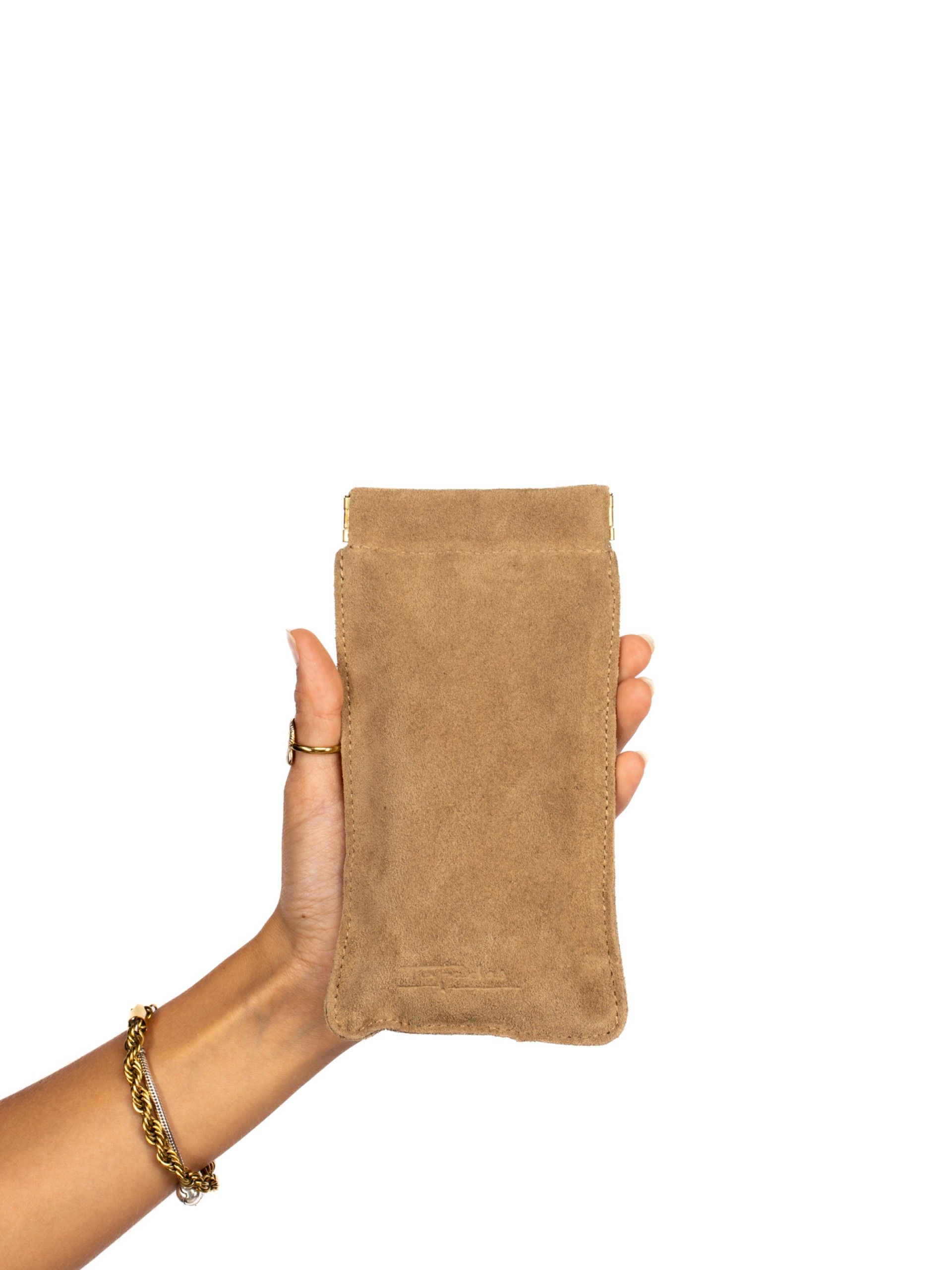 Bolsa de óculos em camurça