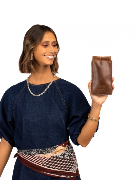 Bolsa de óculos em pele envelhecida Bolsa de óculos em pele envelhecida