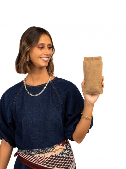 Bolsa de óculos em camurça Bolsa de óculos em camurça