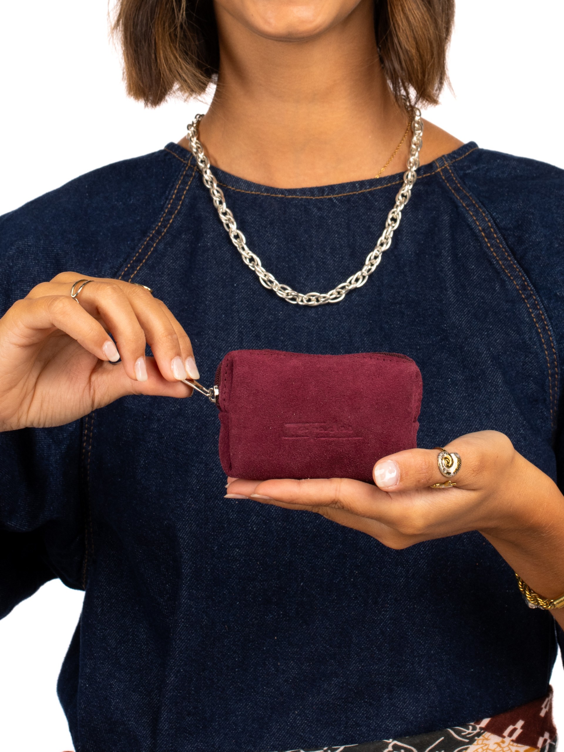 Suede coin purse