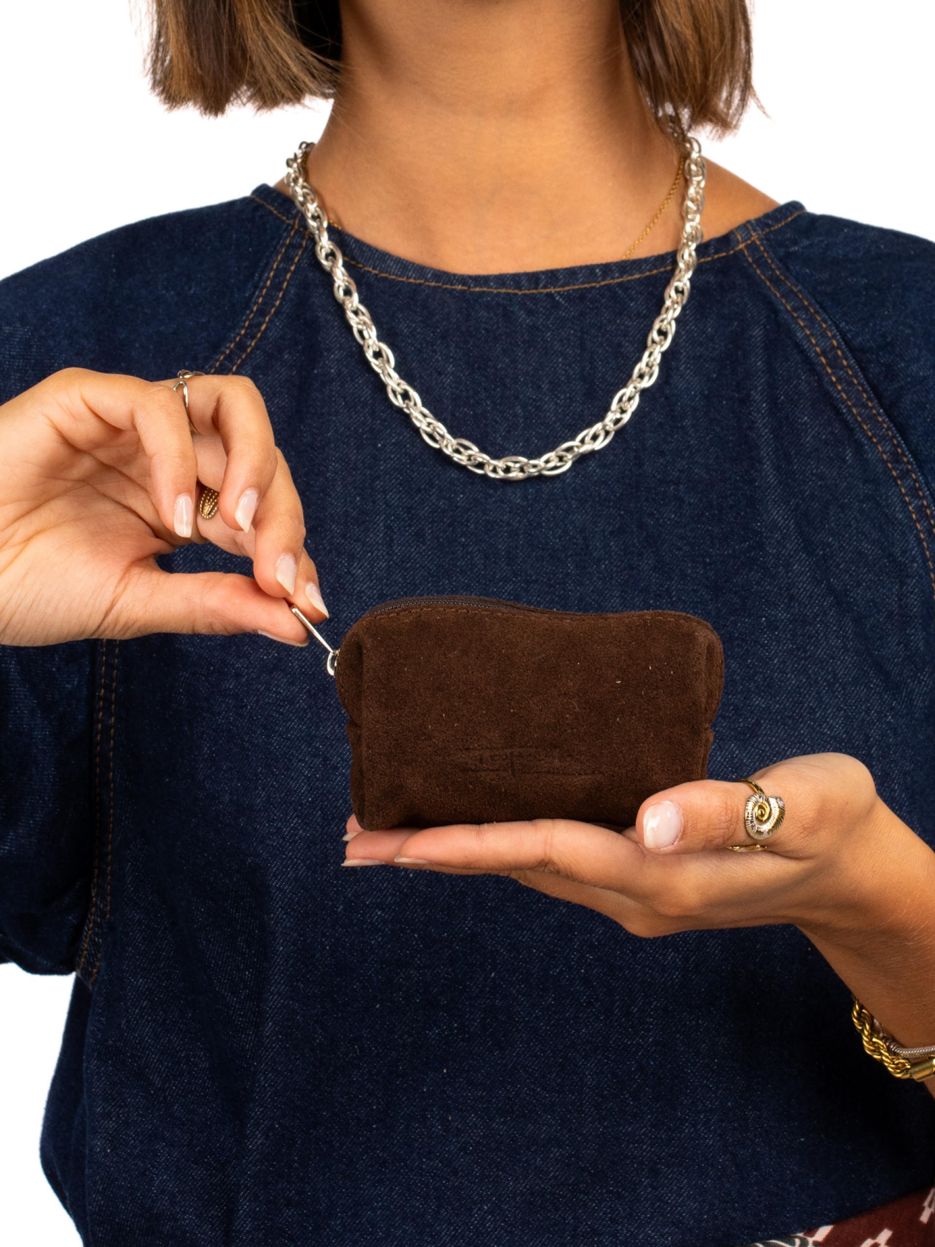 Suede coin purse