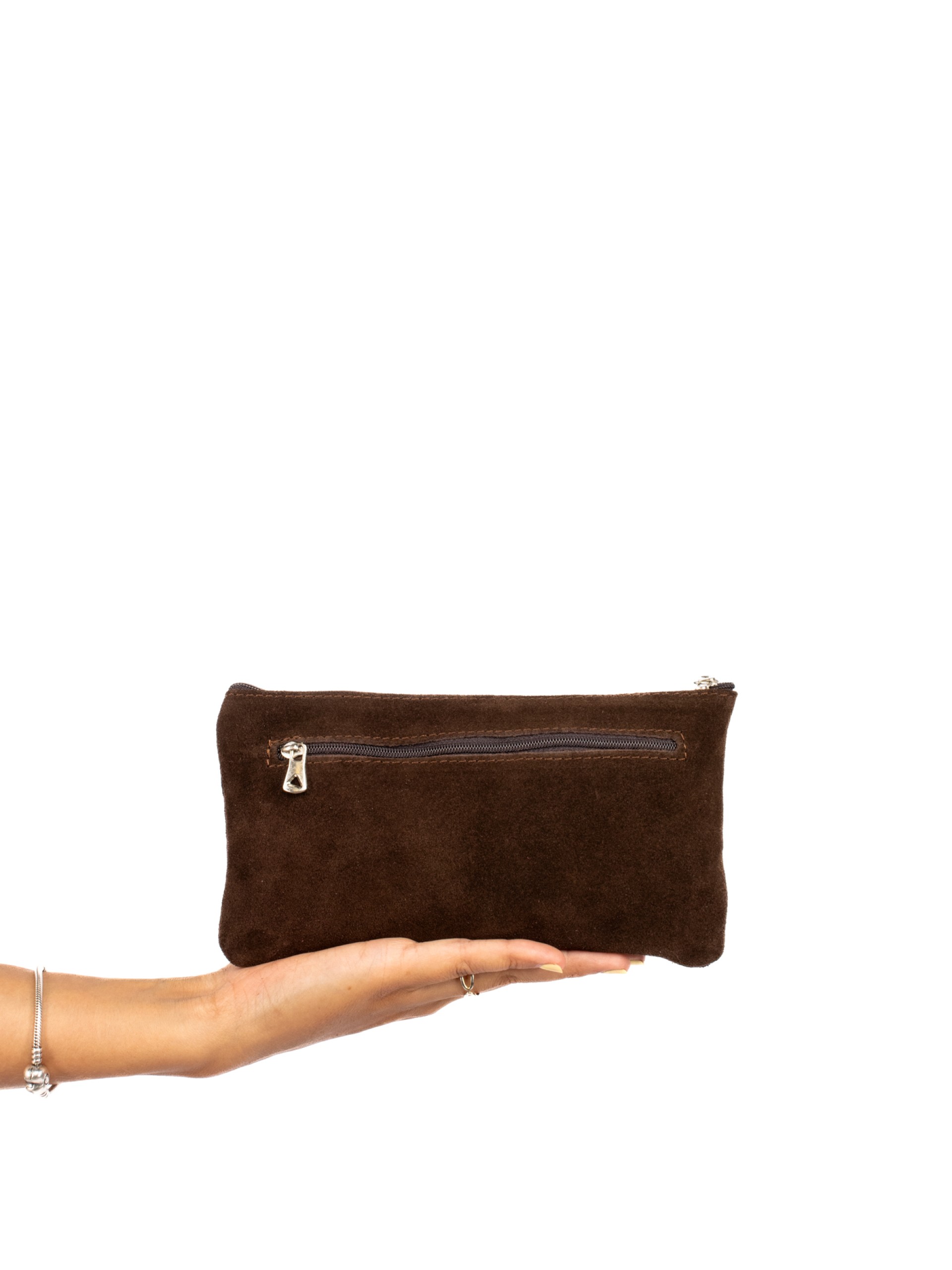 Suede and Croc-Embossed Leather Wallet