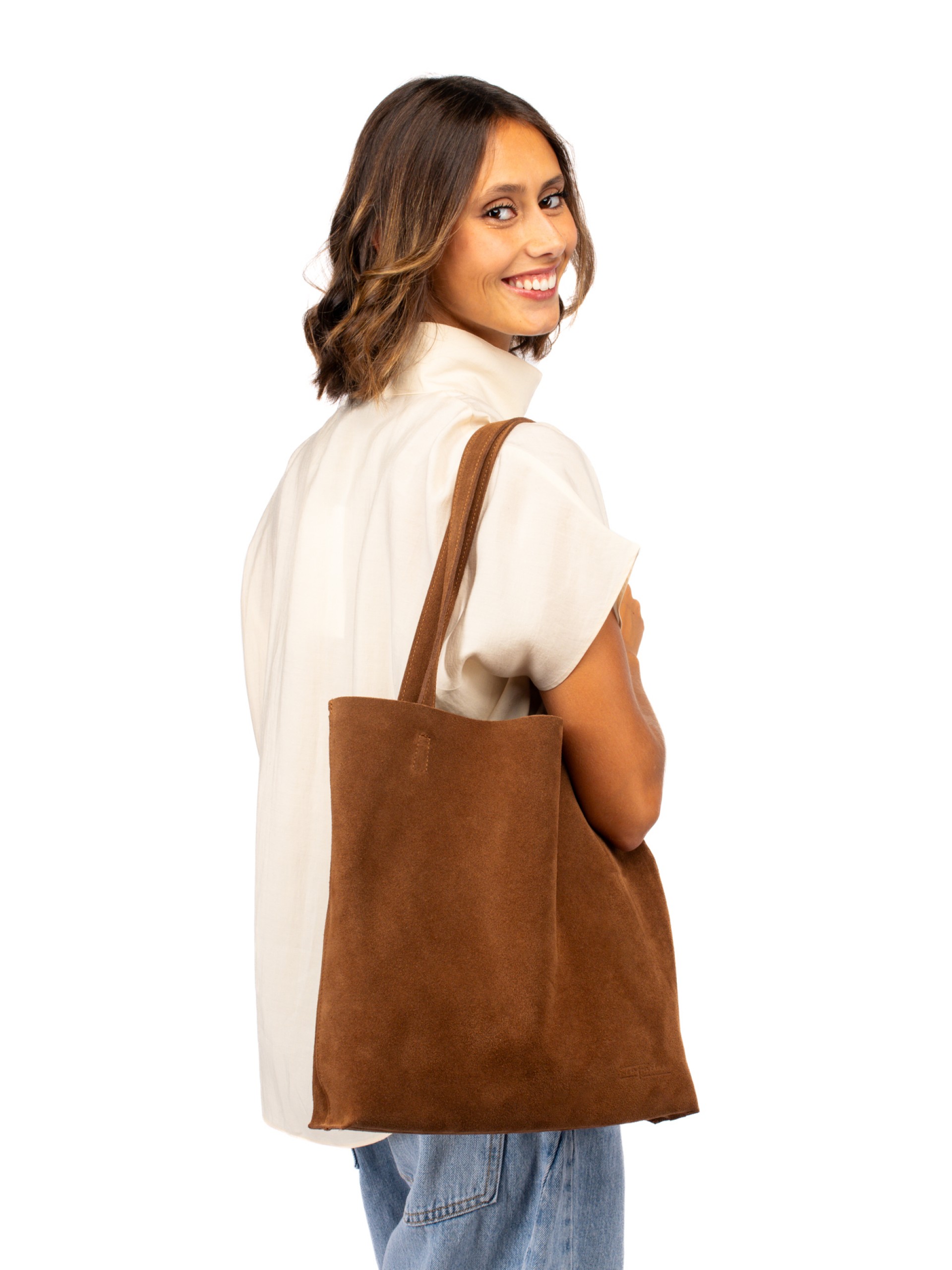 Mala estilo Totebag em camurça