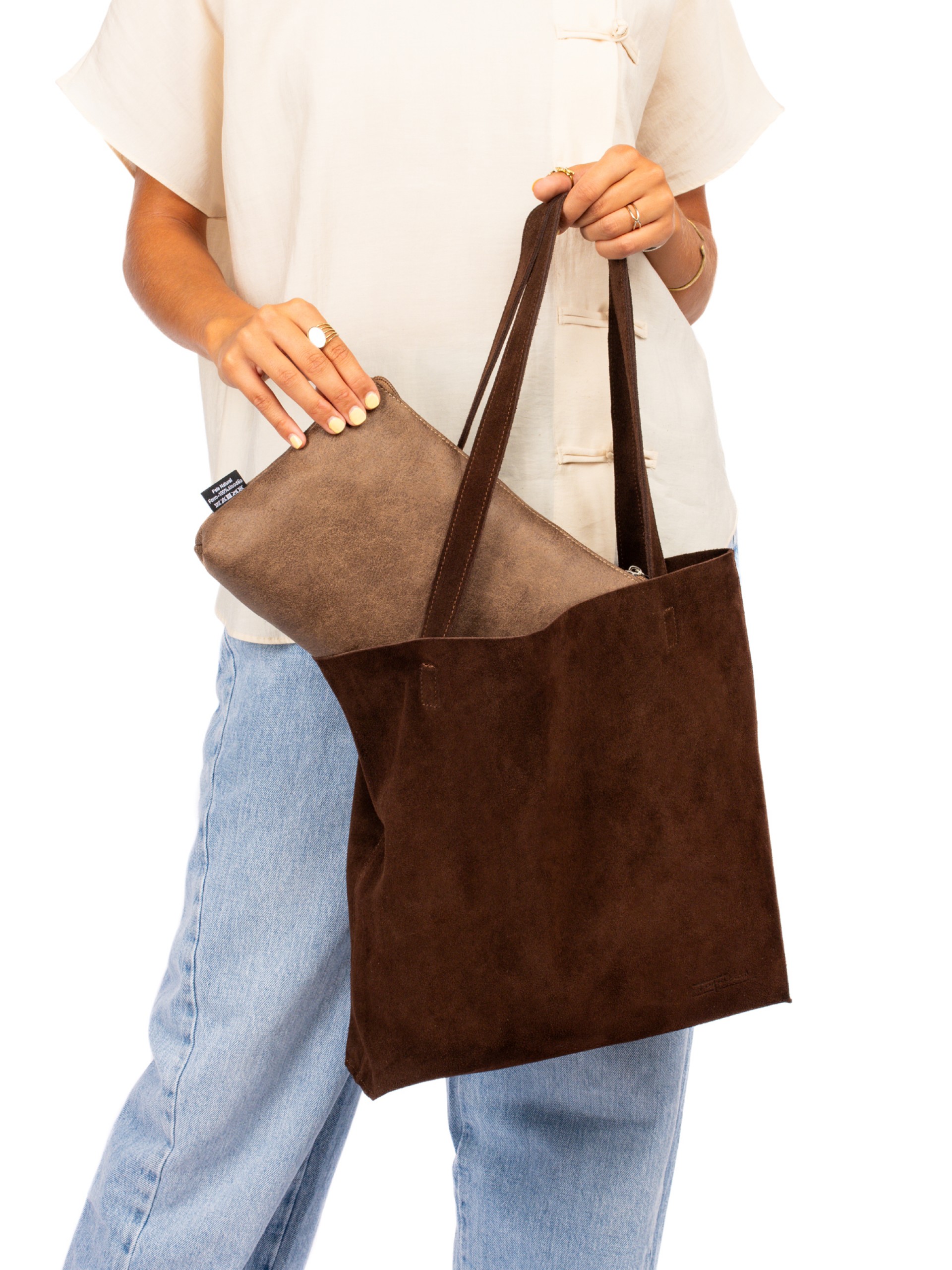 Mala estilo Totebag em camurça