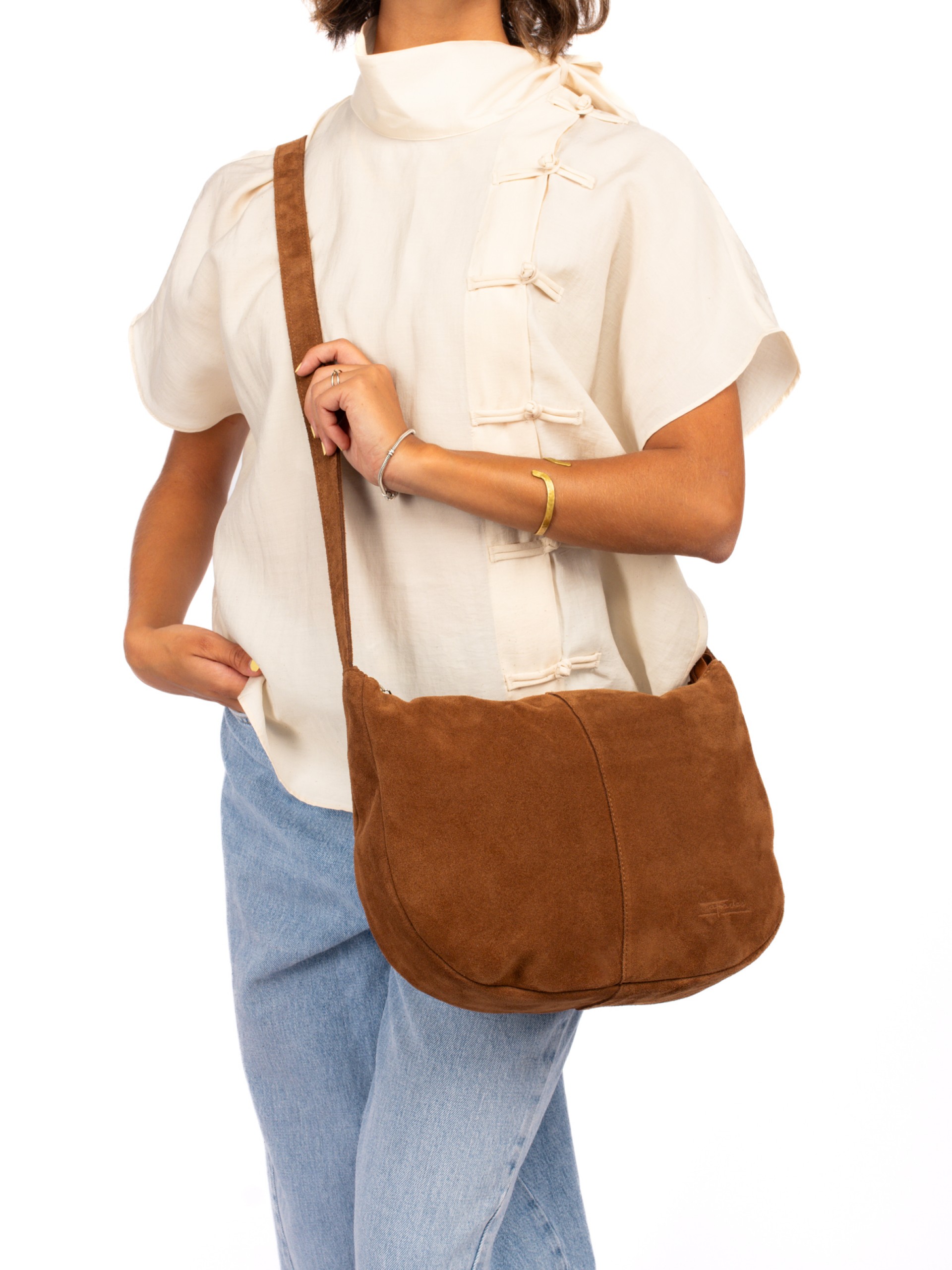 Suede crossbody bag