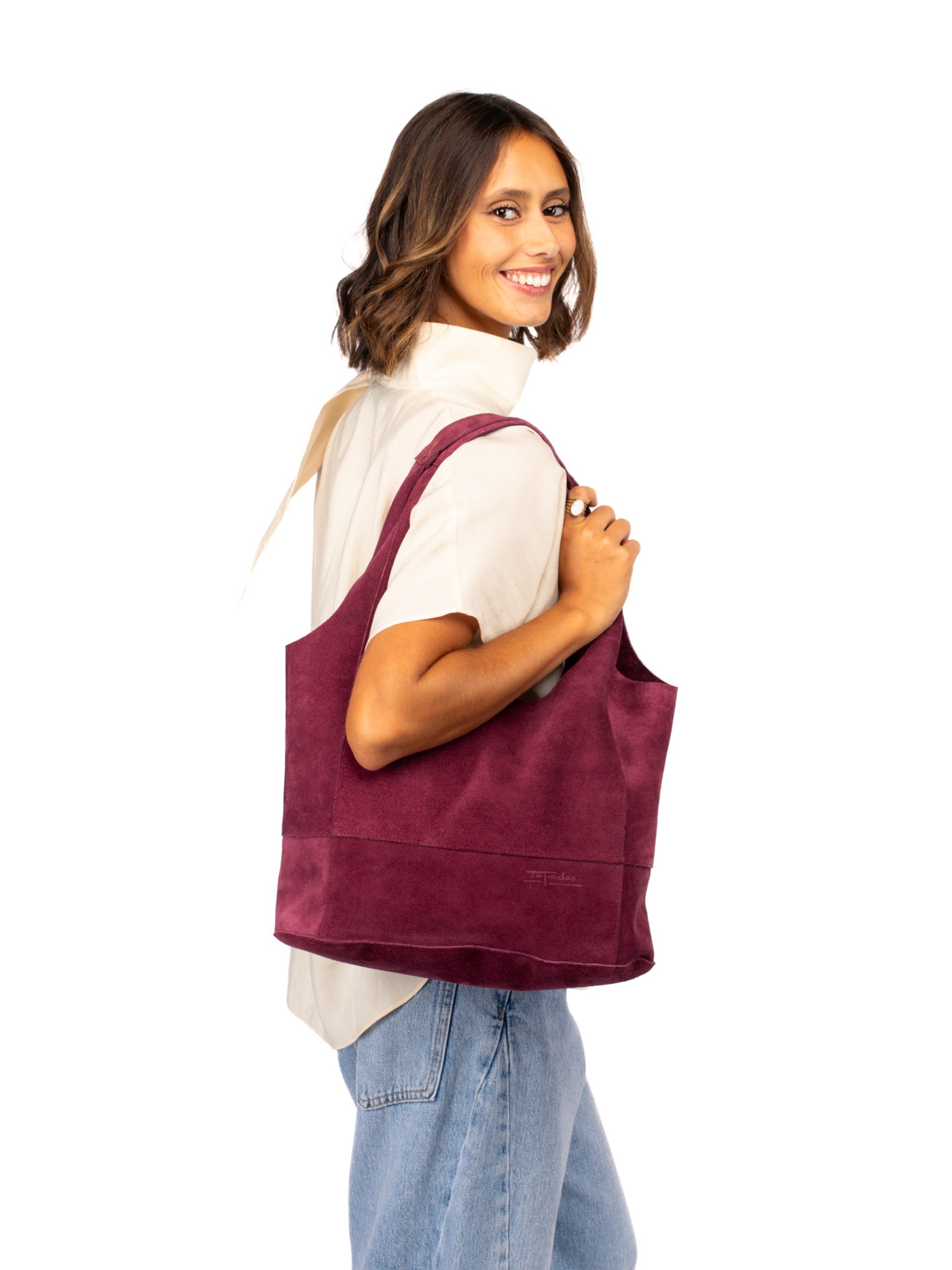 Suede shopper bag