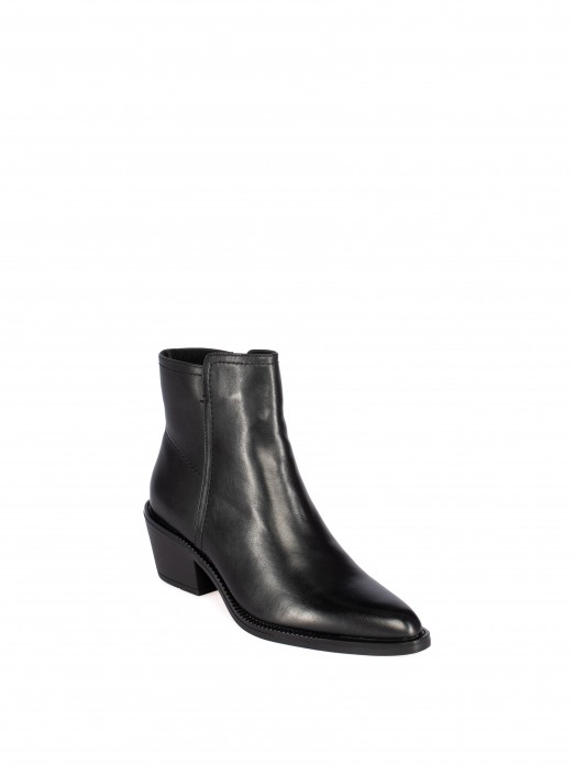 Botim de estilo texano em pele Botim de estilo texano em pele