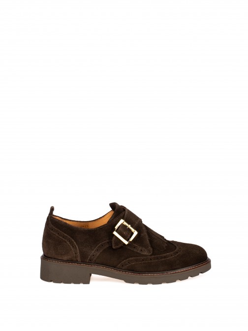 Sapato Oxford com Fivela em Camur�a